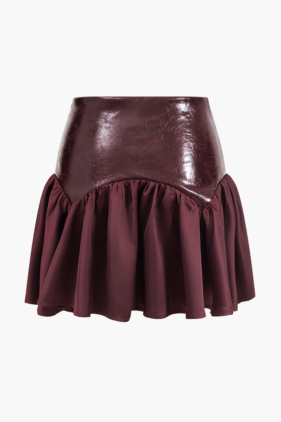 Faux Leather Patchwork Mini Skirt