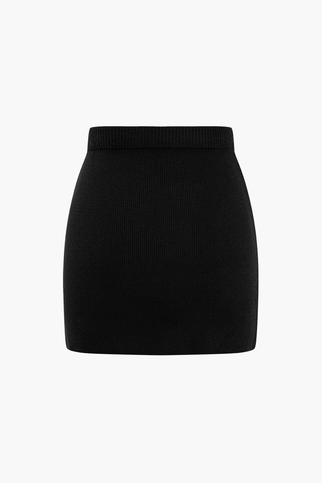 Basic Solid Knit Mini Skirt in Fitted Style