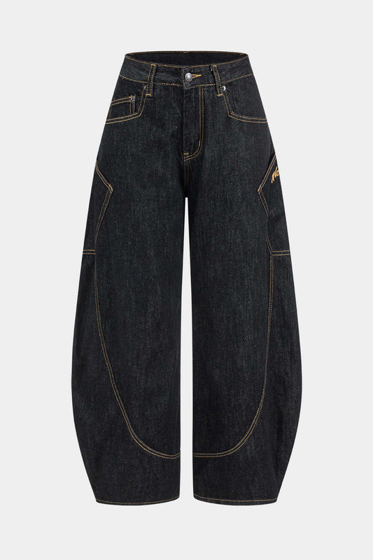 Washed Wide Leg Barrel Jeans for Casual Wear