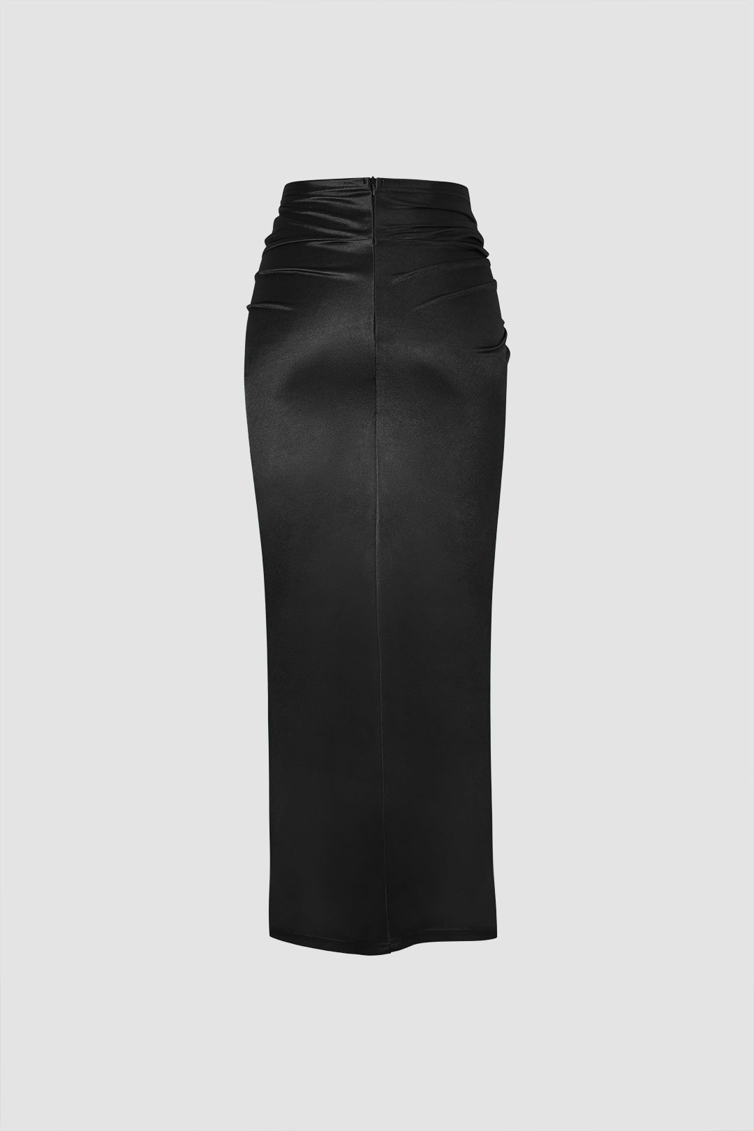 Twist Detail High Slit Satin Midi Skirt