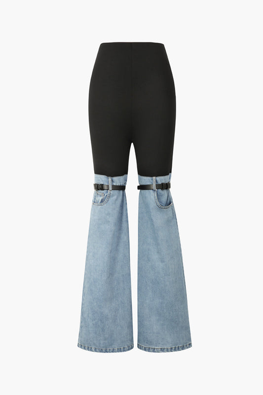 Denim Hybrid Flare Leg Pants for Casual Style