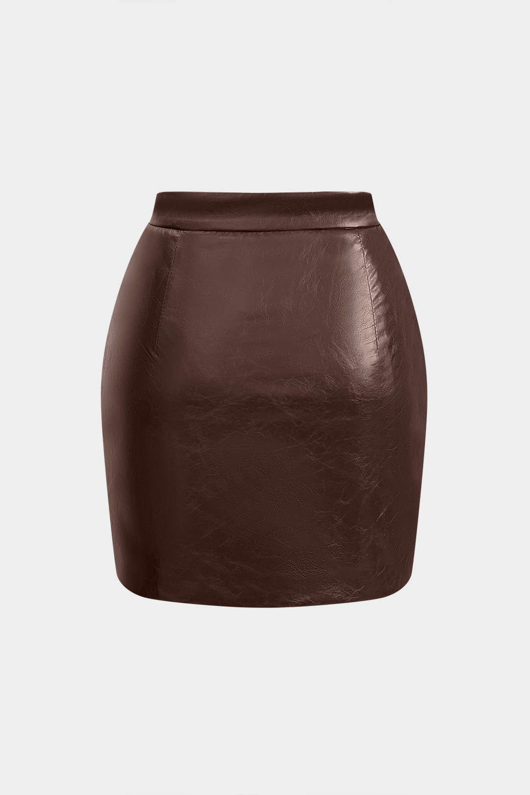 Faux Leather Ruched Skirt in Slim Fit