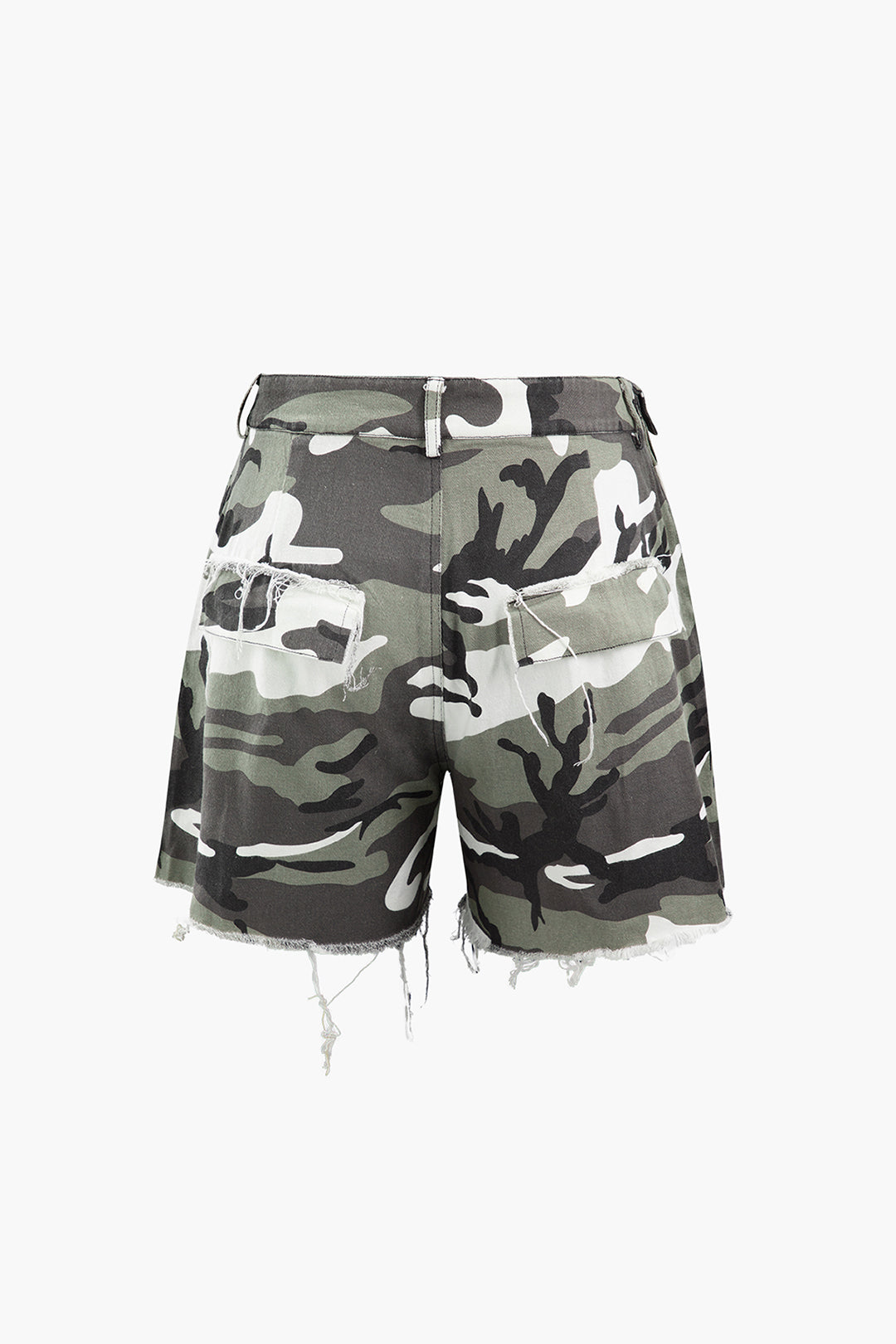 Camo Destroyed Cargo Shorts for Casual Wear