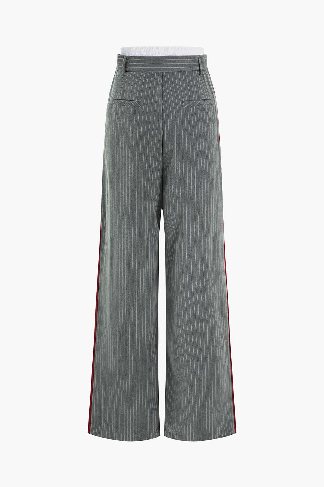 Stripes Print High Waist Trousers in Twill Fabric