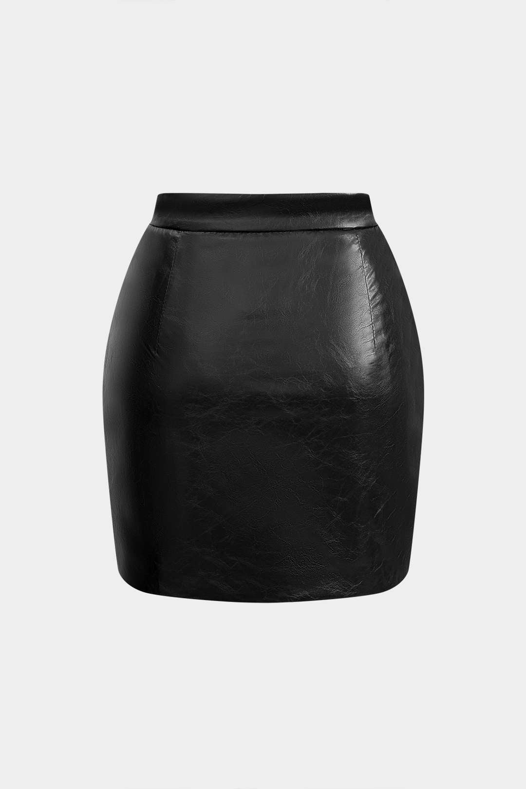 Faux Leather Ruched Skirt in Slim Fit