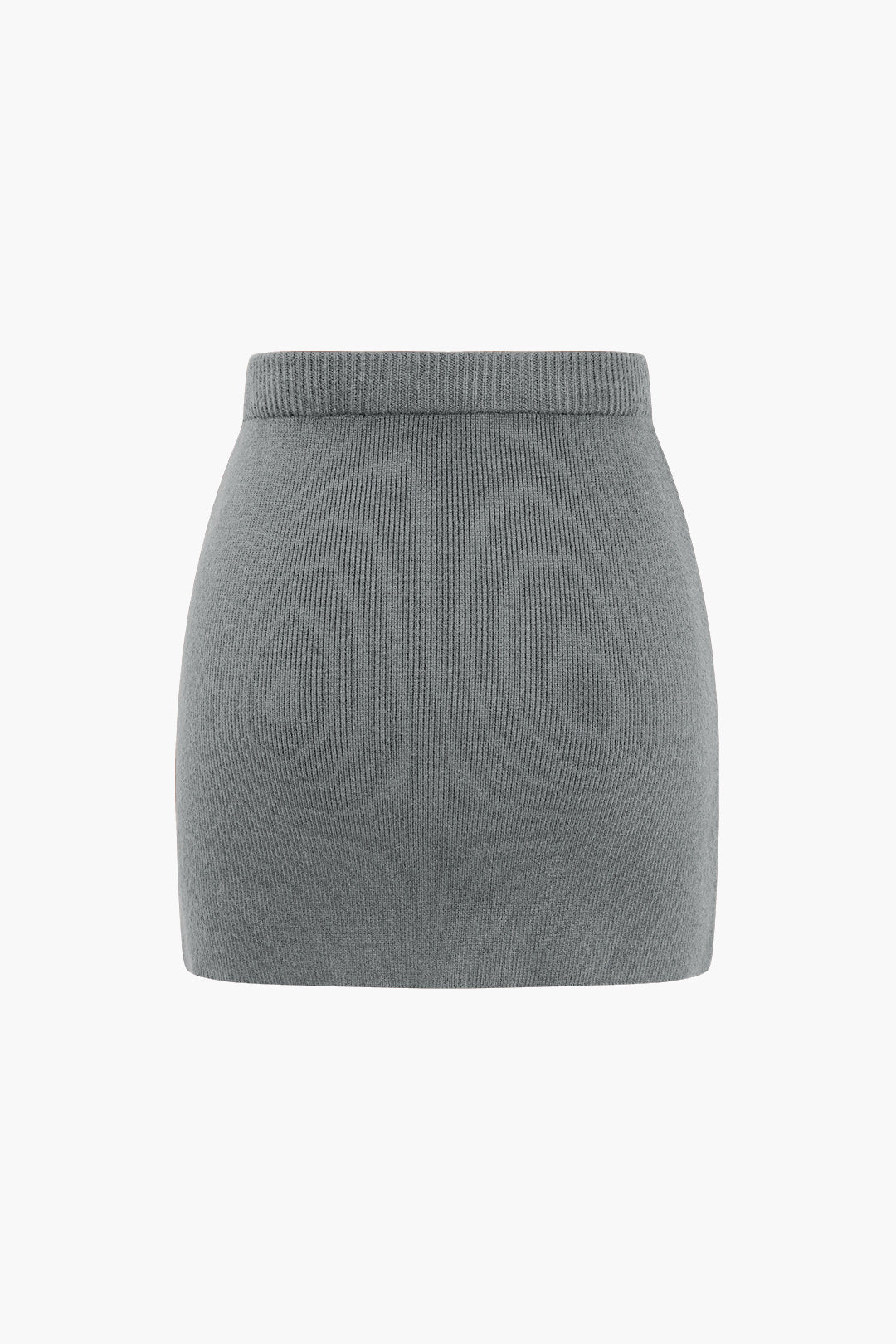 Basic Solid Knit Mini Skirt in Fitted Style