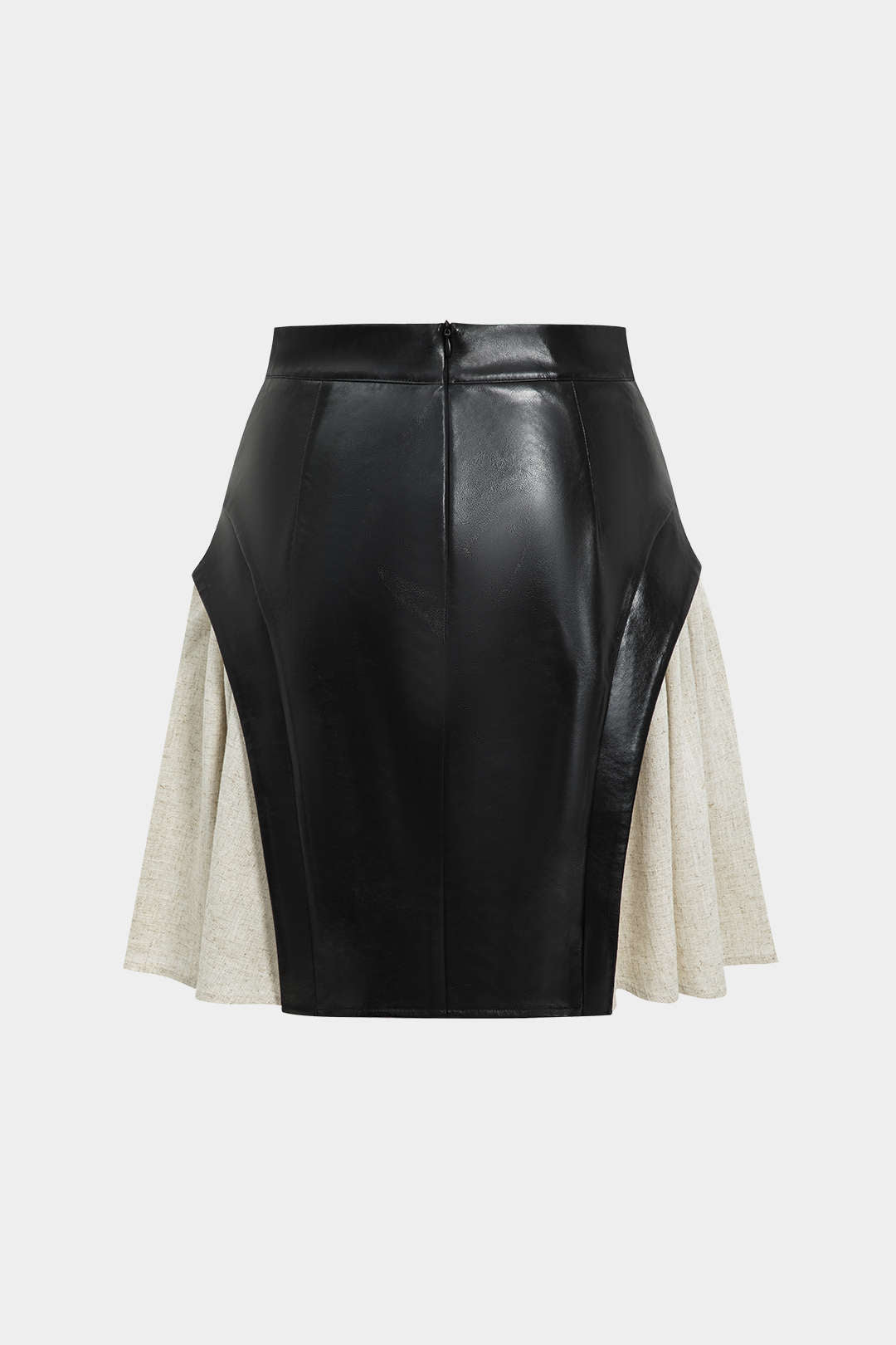 Color Block Ruched Zipper Skirt