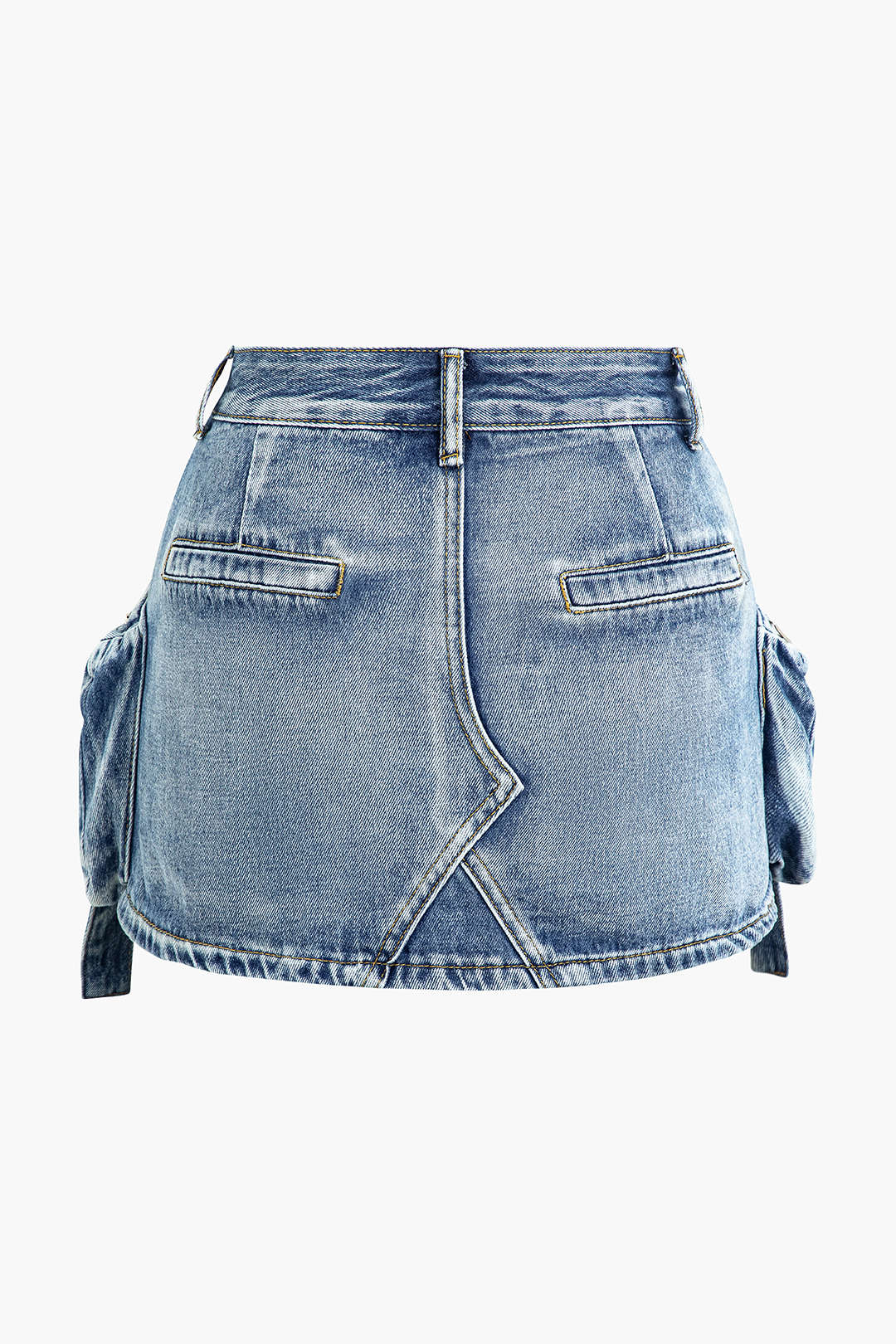 Faded Pocket Denim Mini Skirt for Casual Style