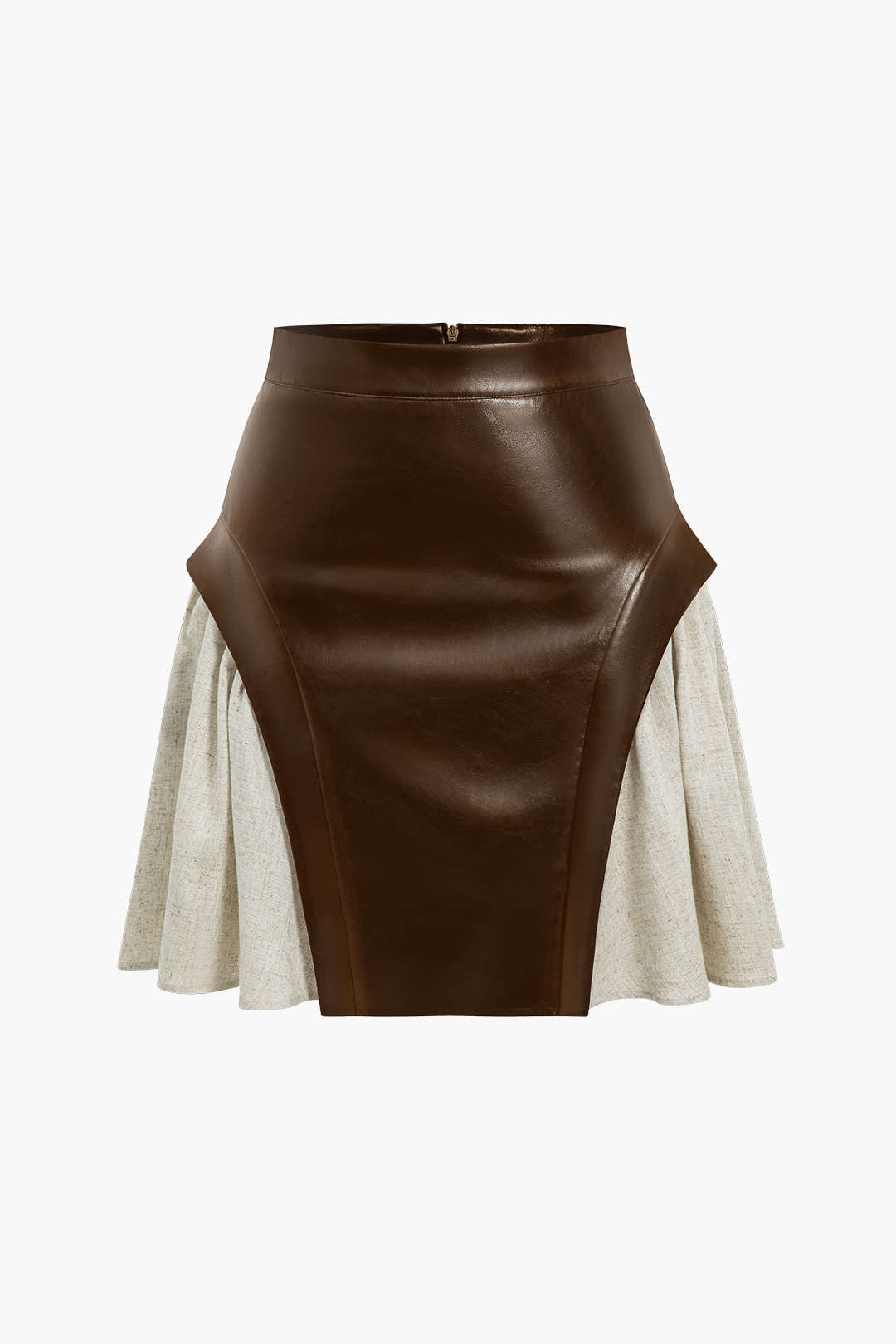 Color Block Ruched Zipper Skirt