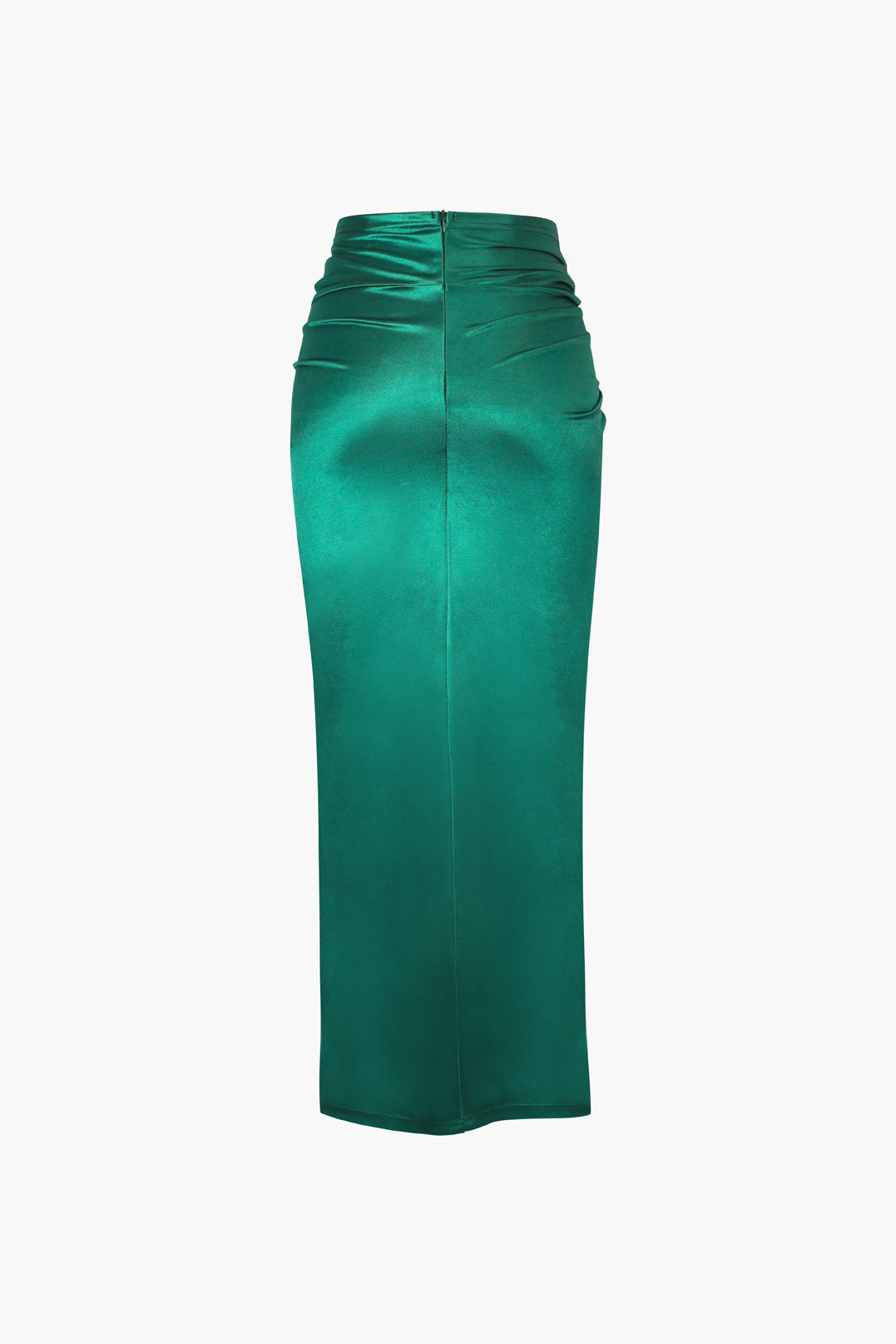 Twist Detail High Slit Satin Midi Skirt