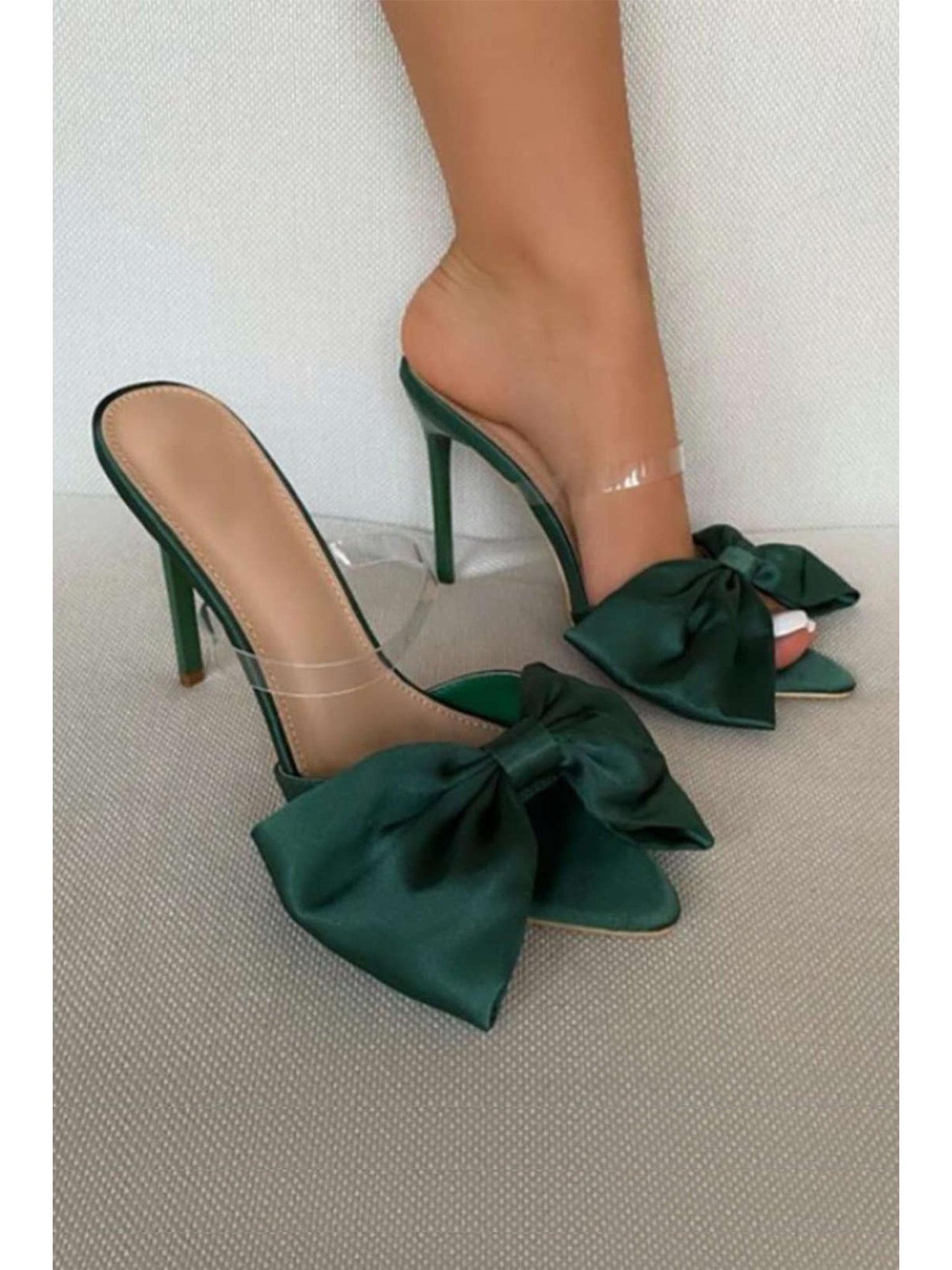 Bowtie Slingback High Heels in Satin Finish