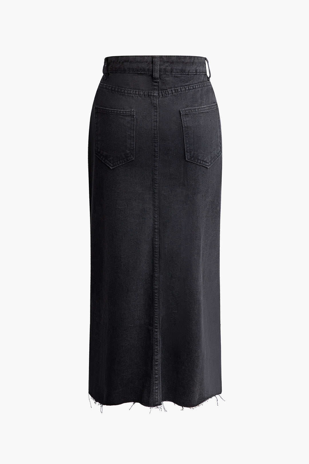 Wrap Split Denim Midi Skirt with Fitted Design