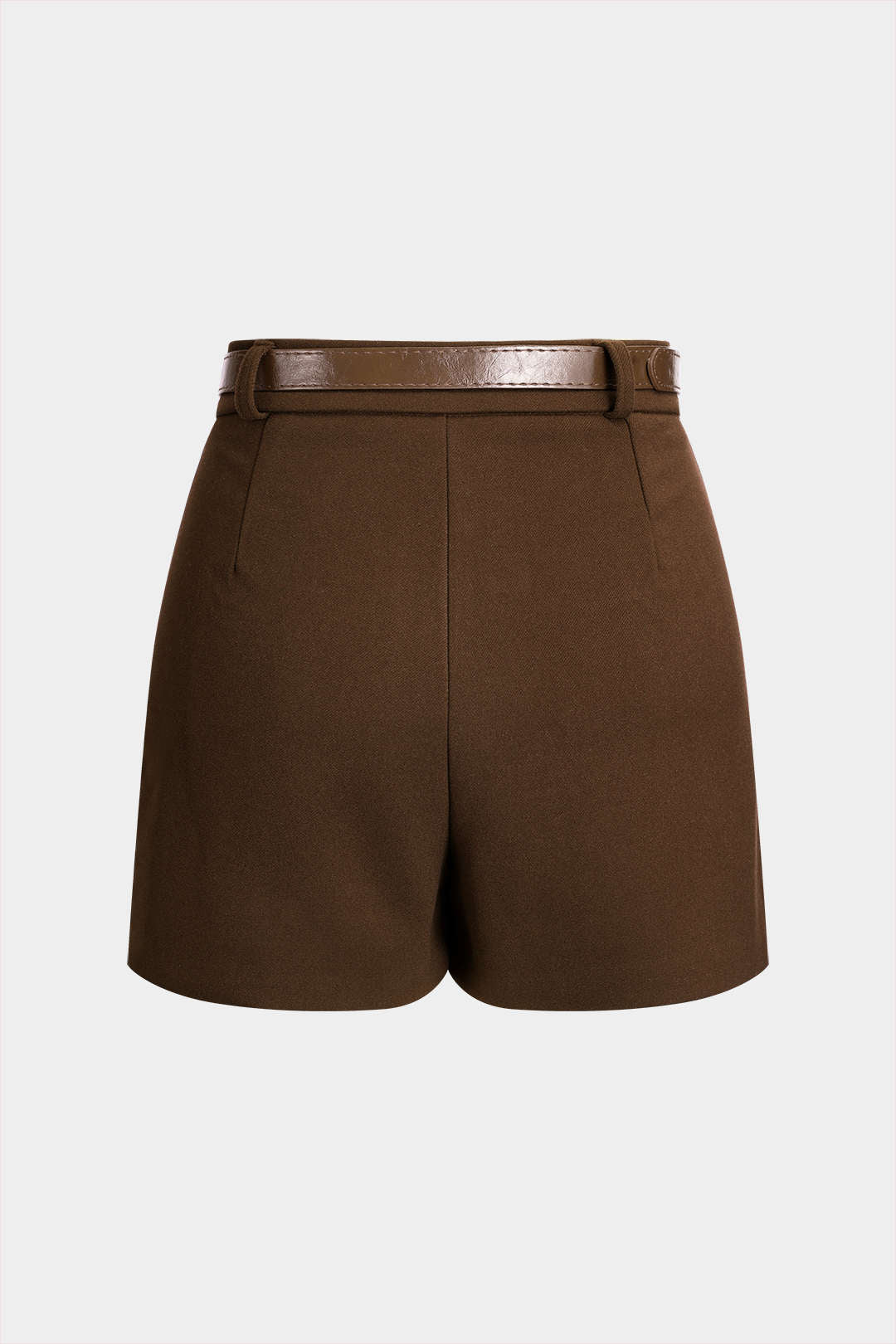 High Waist Belted Twill Shorts