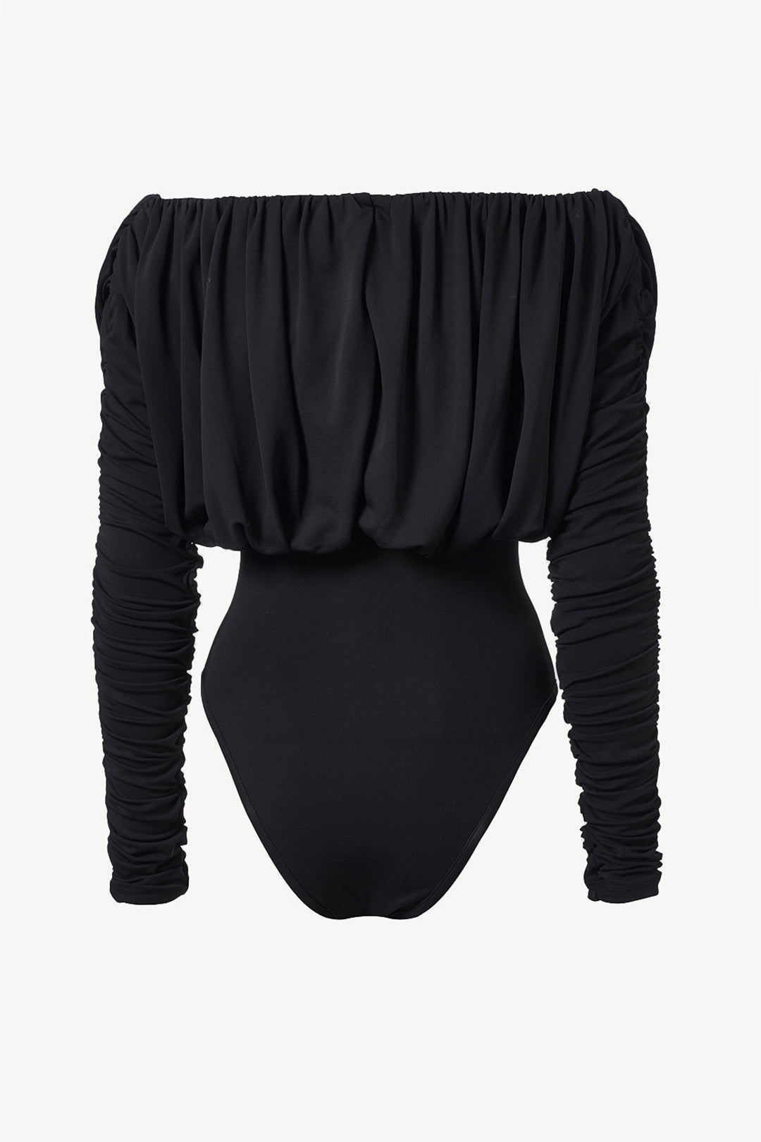 Basic Ruched Bodysuit in Fitted Stretch Fabric