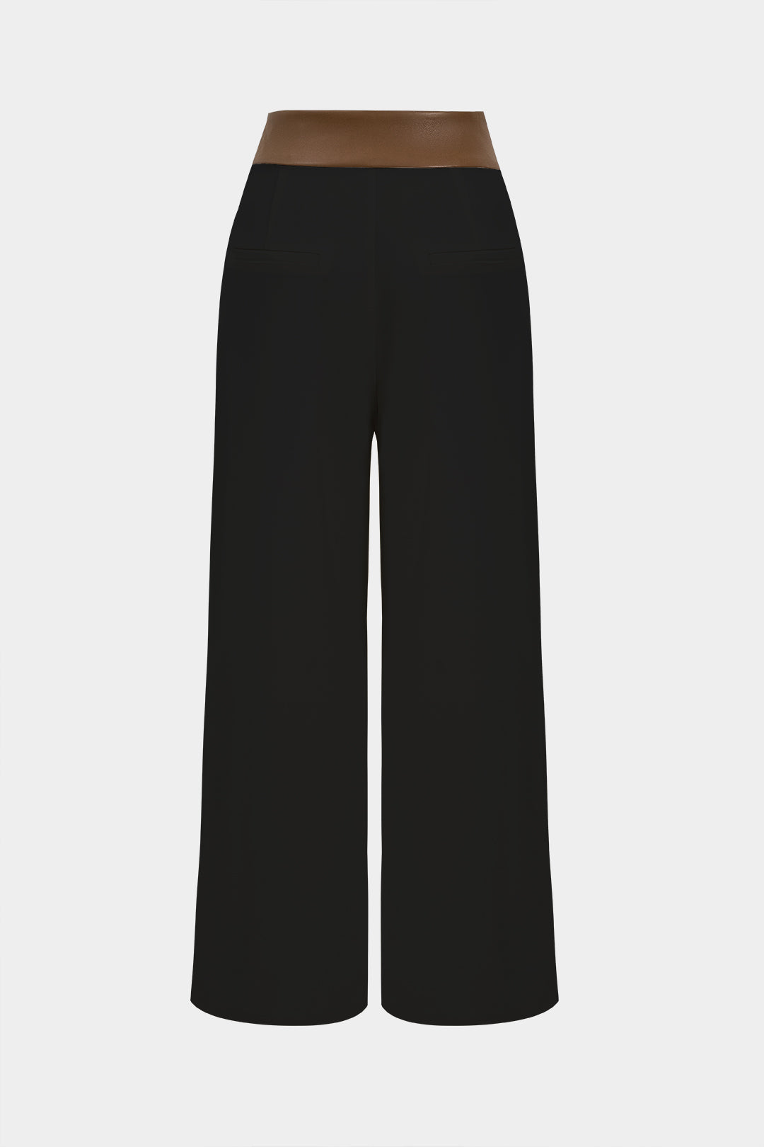 Faux Leather Patchwork Trousers with Loose Fit