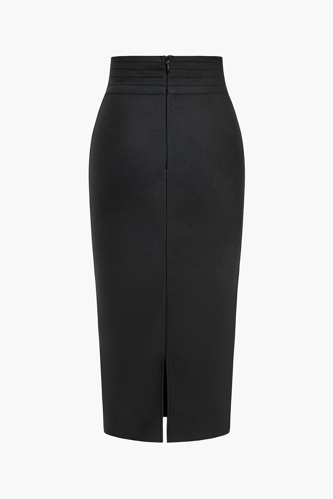 Solid Knit Asymmetrical Button Skirt in Black