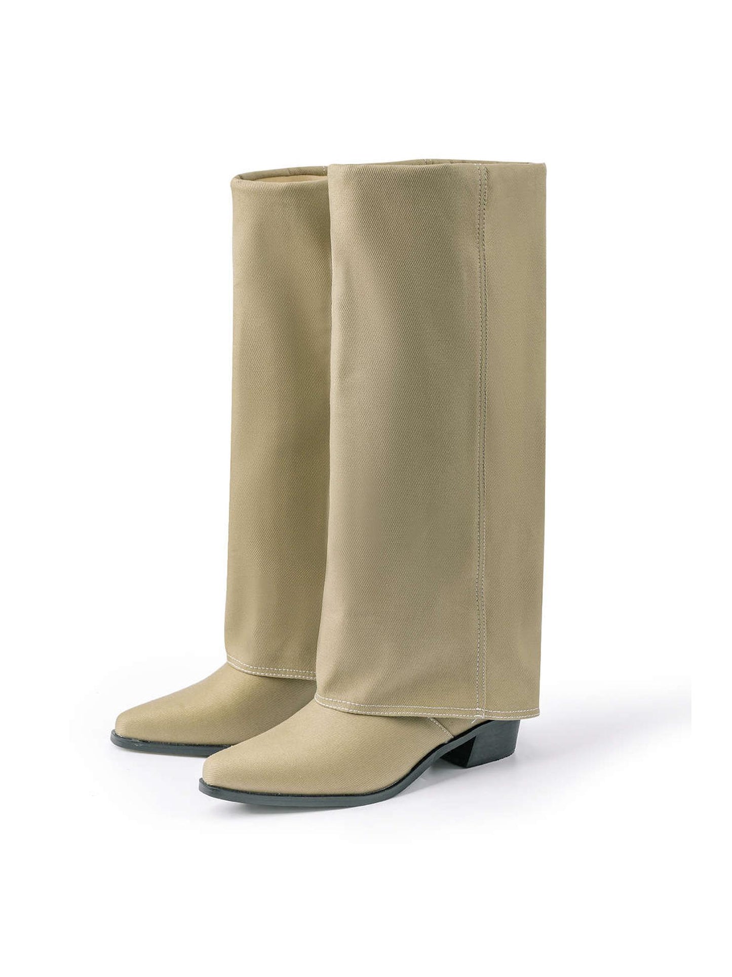 Wrap Pointed Mid Calf Boots in Microfiber Leather