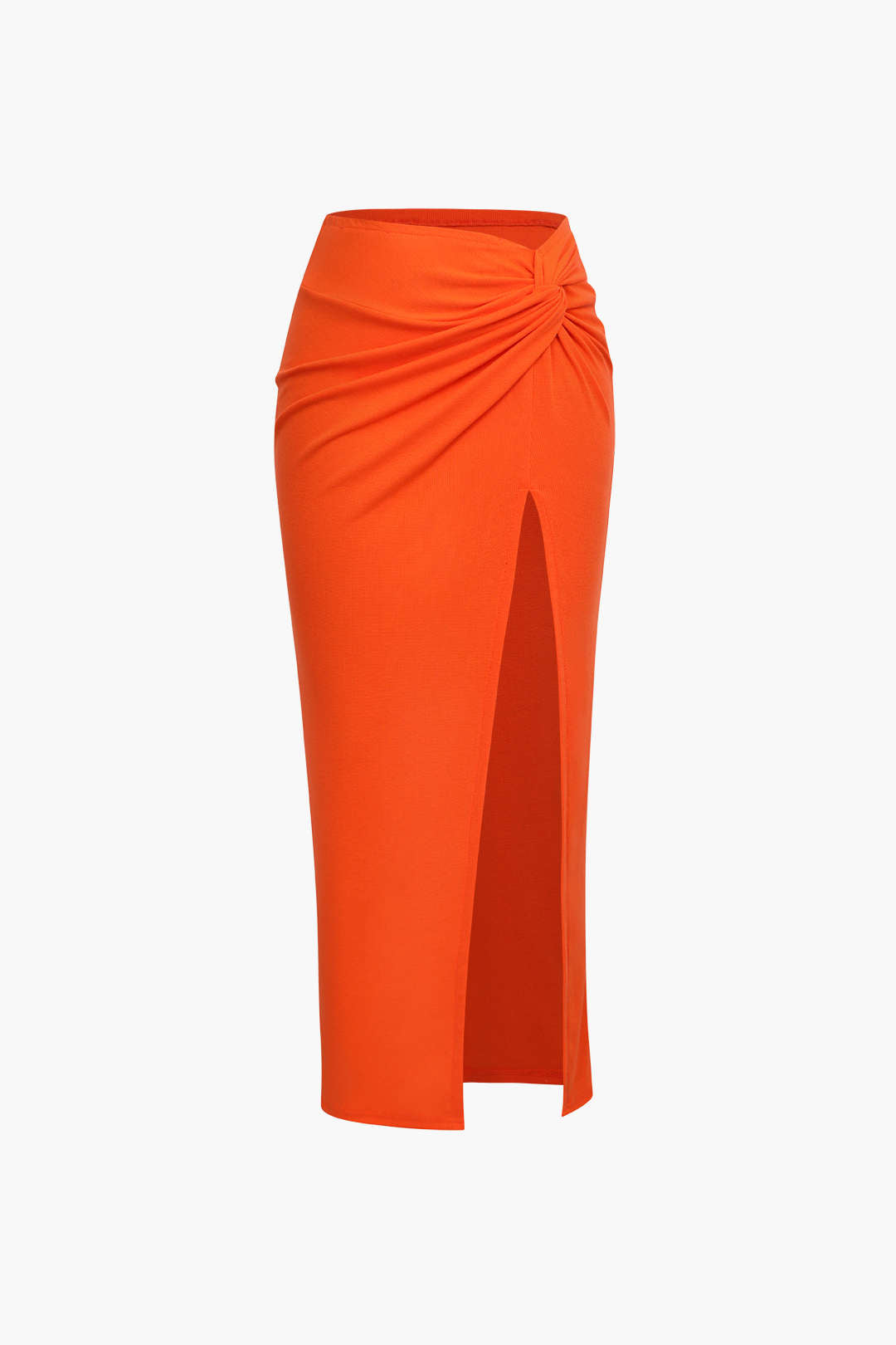 Knot Side Slit Knit Midi Skirt in Fitted Design