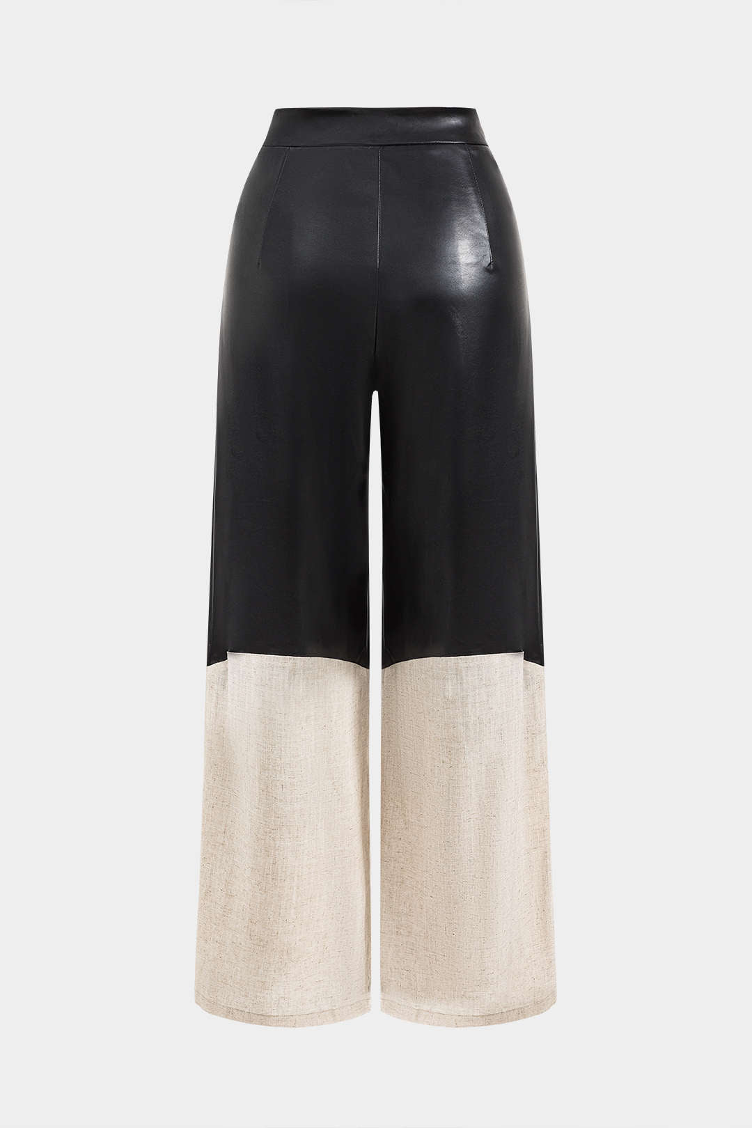 Faux Leather Linen High Waist Trousers