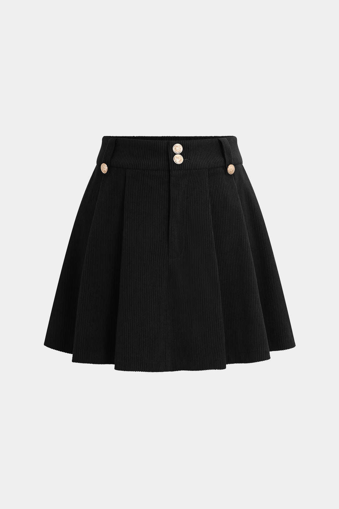 Fitted Corduroy Pleated Mini Skirt