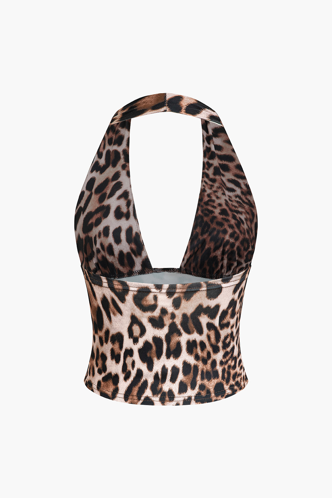 Leopard Print Halter Neck Backless Top