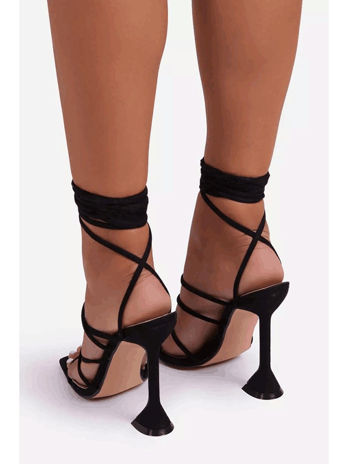 Tie Ankle High Heeled Sandals in PU Leather