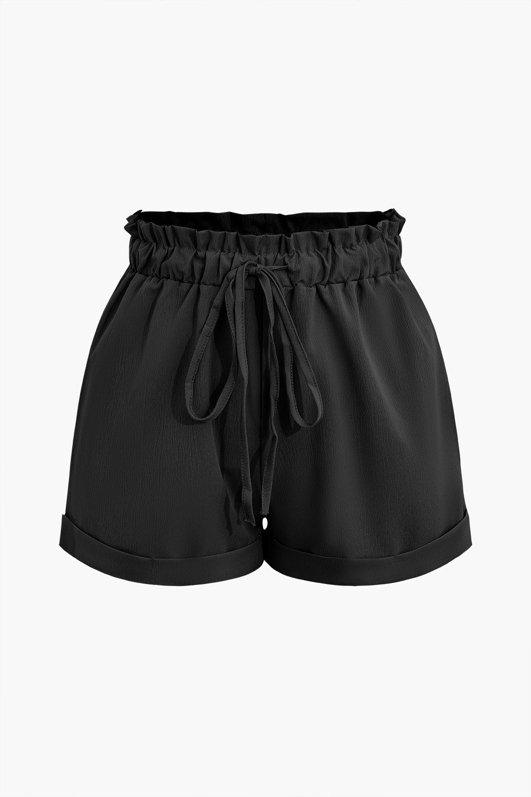 Casual Drawstring Rolled Hem Shorts