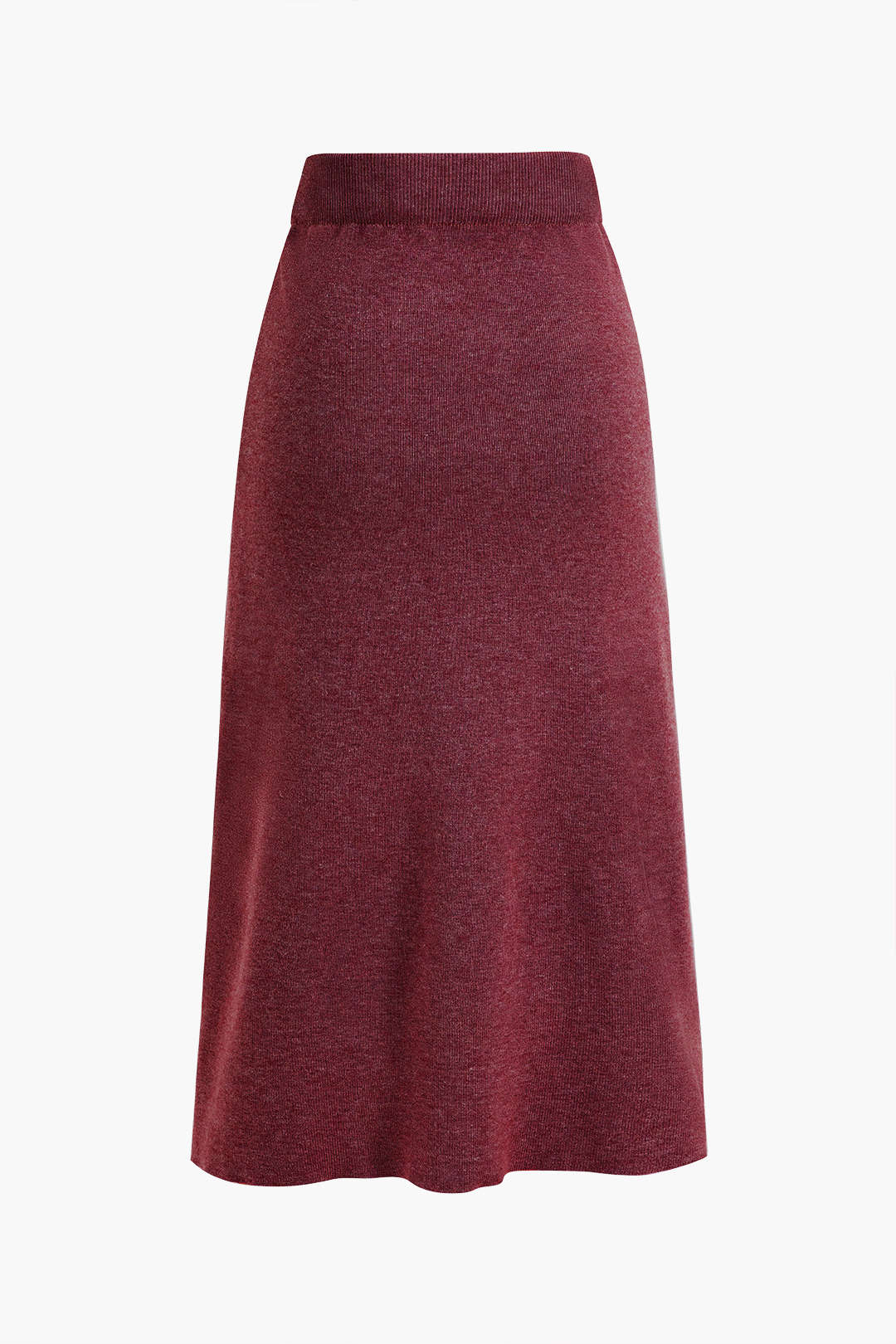 Solid Sweater Midi Skirt with High Stretch