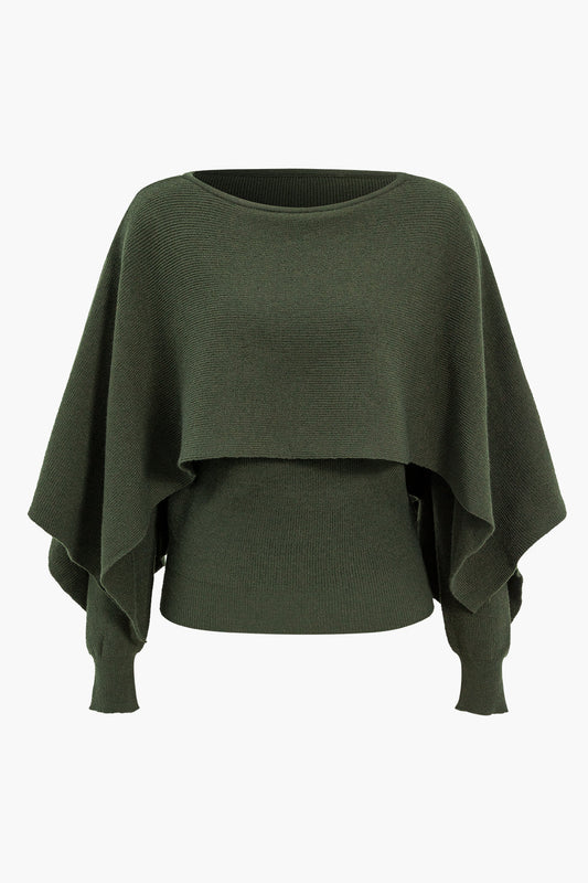 Asymmetrical Long-Sleeve Knit Top