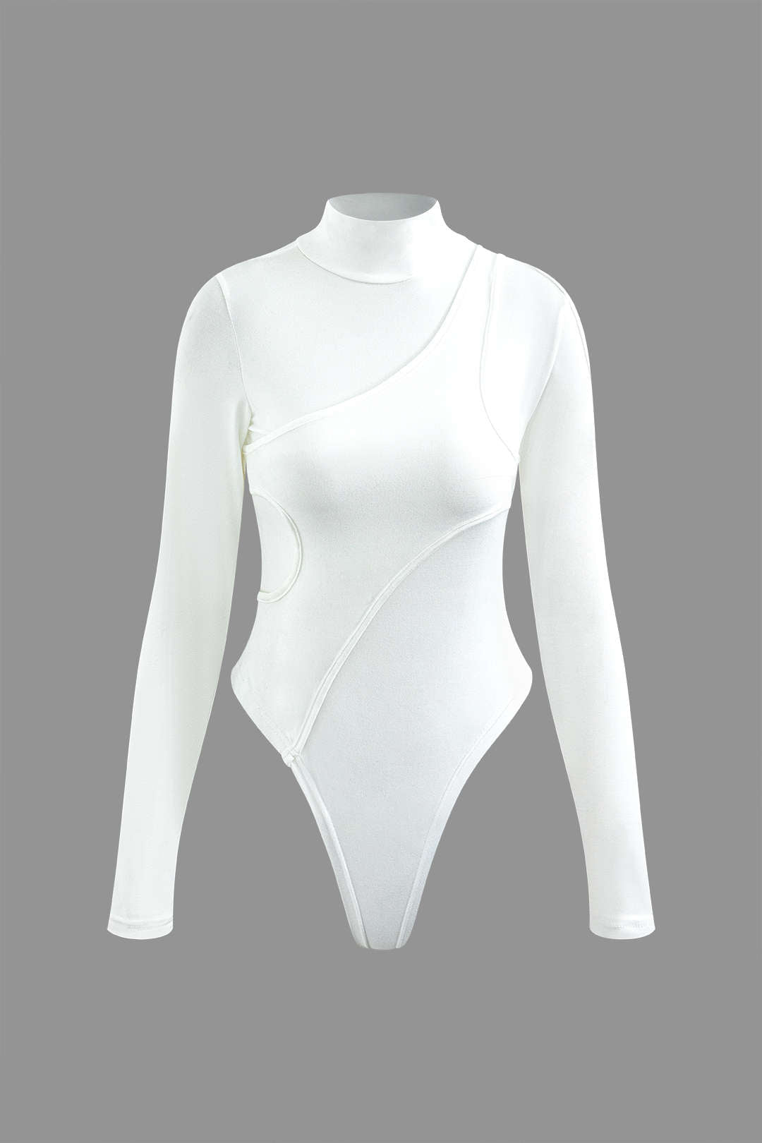 Mock Neck Asymmetric Cut Out Bodysuit