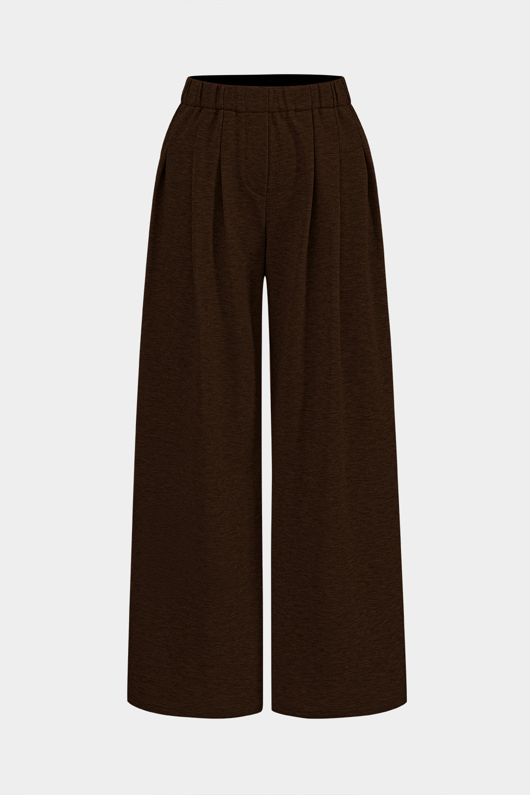 Ruched Wide Leg Trousers in Soft Jersey Fabric