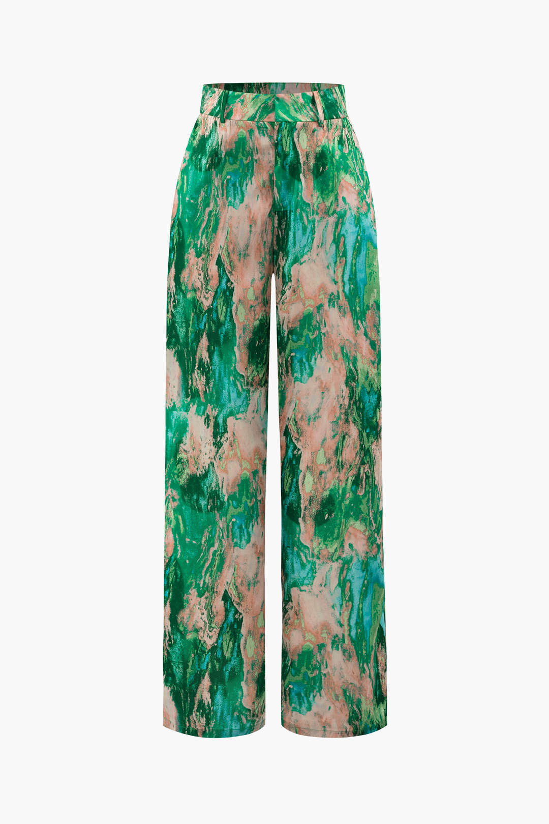 Marble Print High Waisted Straight Leg Pants