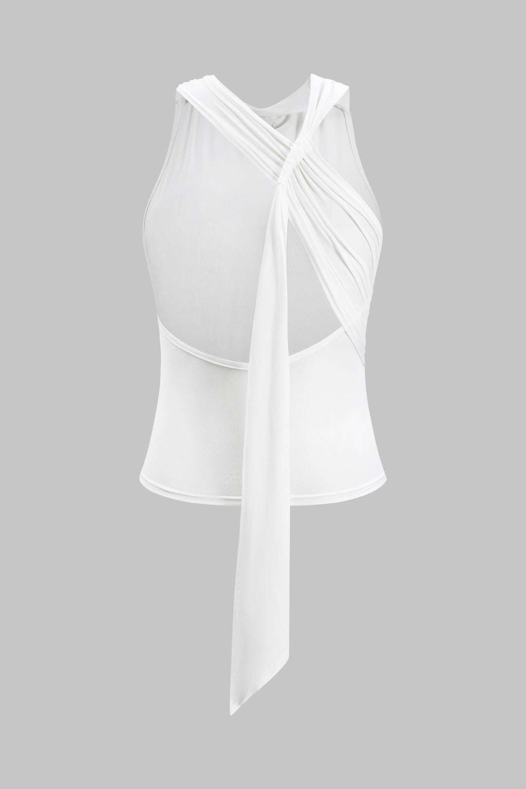 Ruched Asymmetrical Backless Tank Top in Jersey Fabric