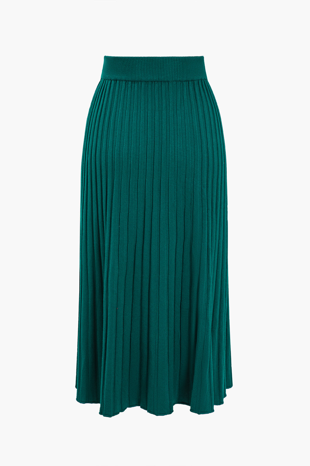 Knit Button Pleated Slit Skirt in Fitted Style