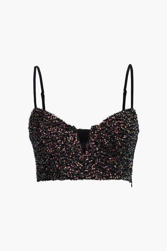 Deep V Bling Cami Top with Sequins