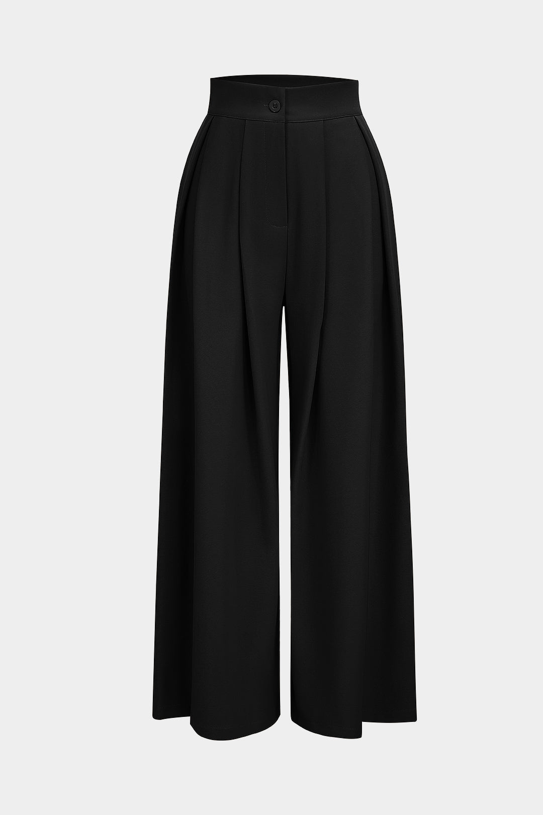 Wide Leg Pleated Trousers in Twill Fabric