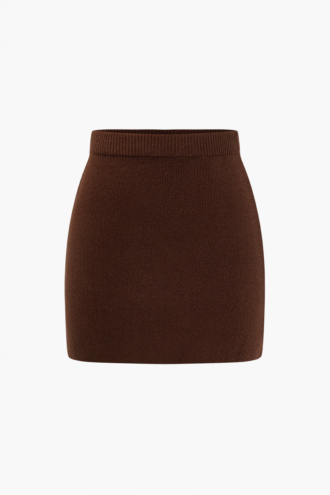 Basic Solid Knit Mini Skirt in Fitted Style