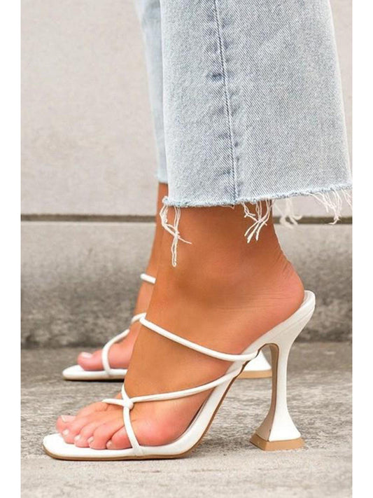 Open Toe Ankle-Strapless High Heels in PU Leather