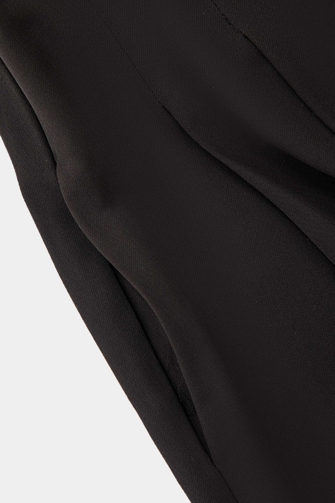 Pleated Asymmetrical Wide Leg Trousers in Twill Fabric