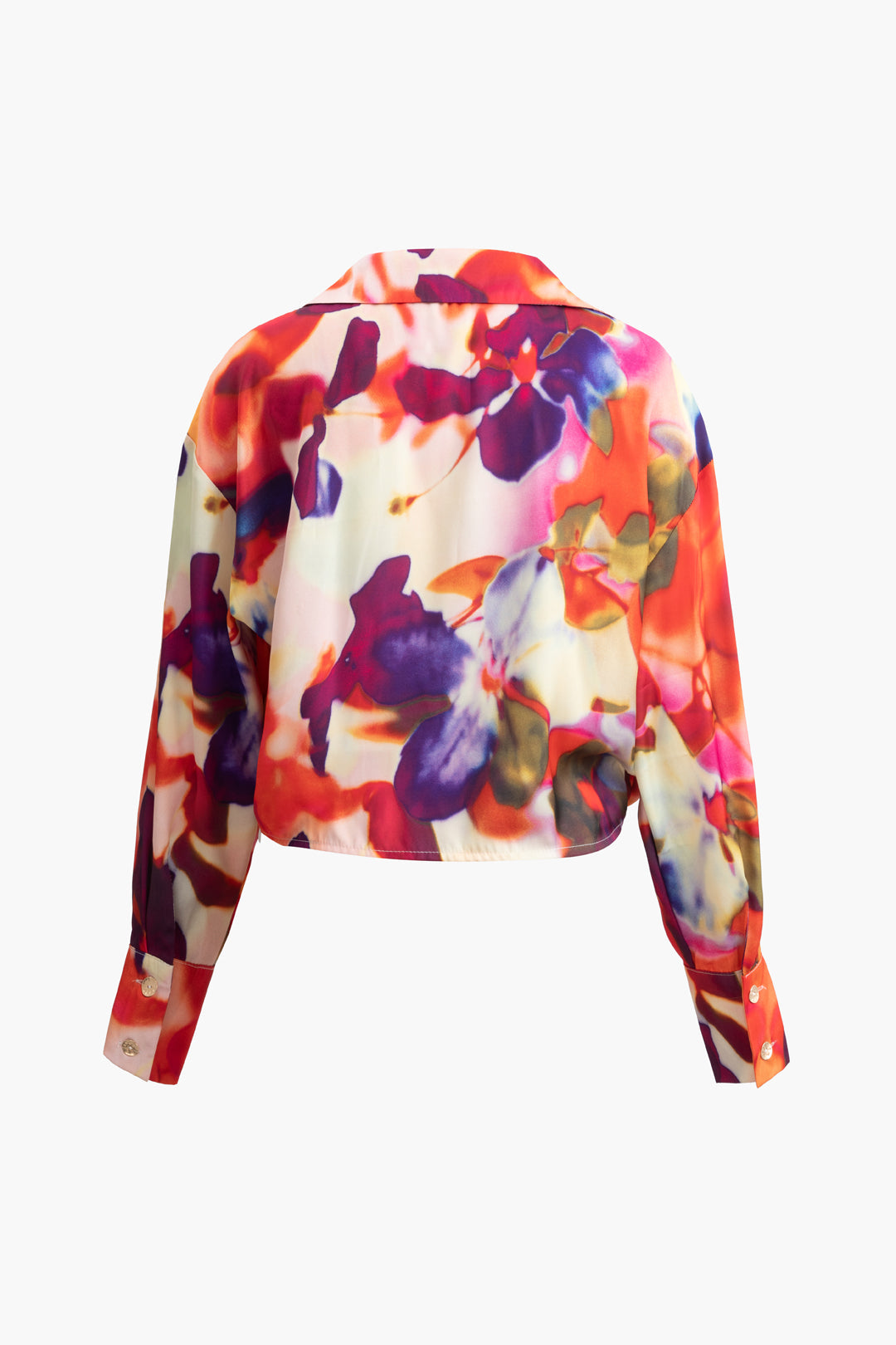 Printed Satin Blouse with Loose Fit Design