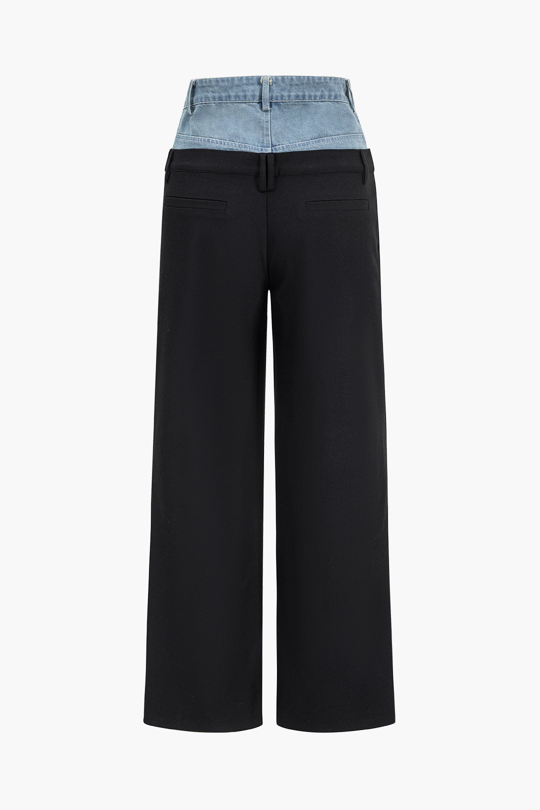 Denim Patchwork Straight Trousers for Casual Style