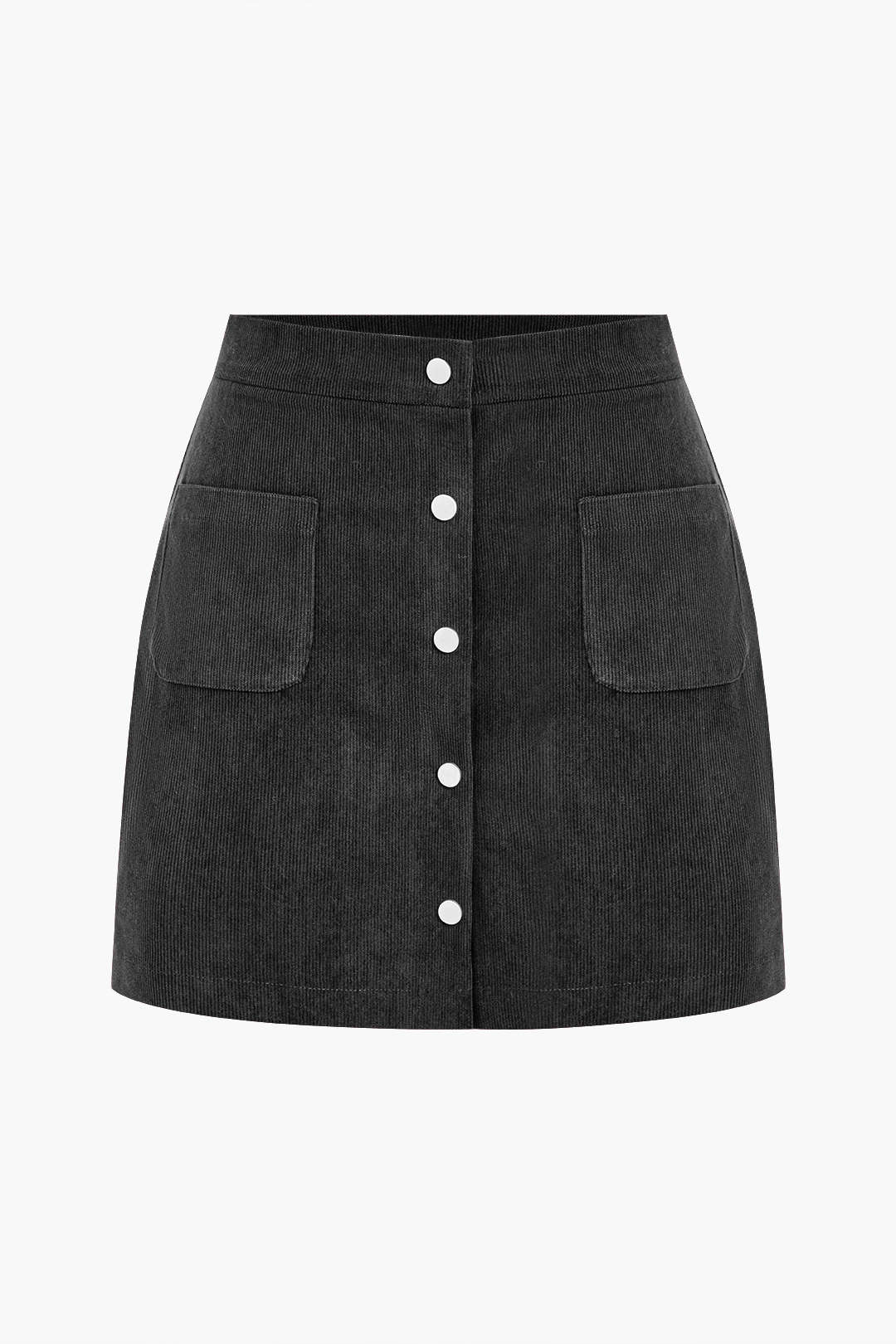 Fitted Corduroy Button Skirt for Casual Wear