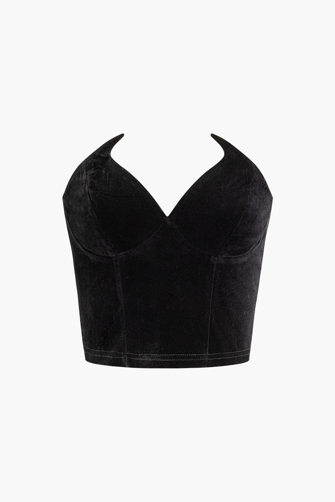 V-Neck Velvet Bustier Zipper Tube Top