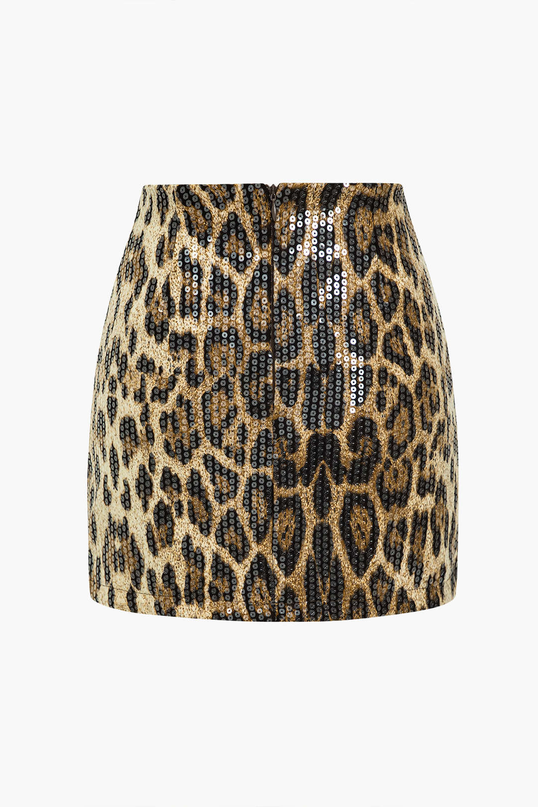 Sequin Leopard Print Mini Skirt