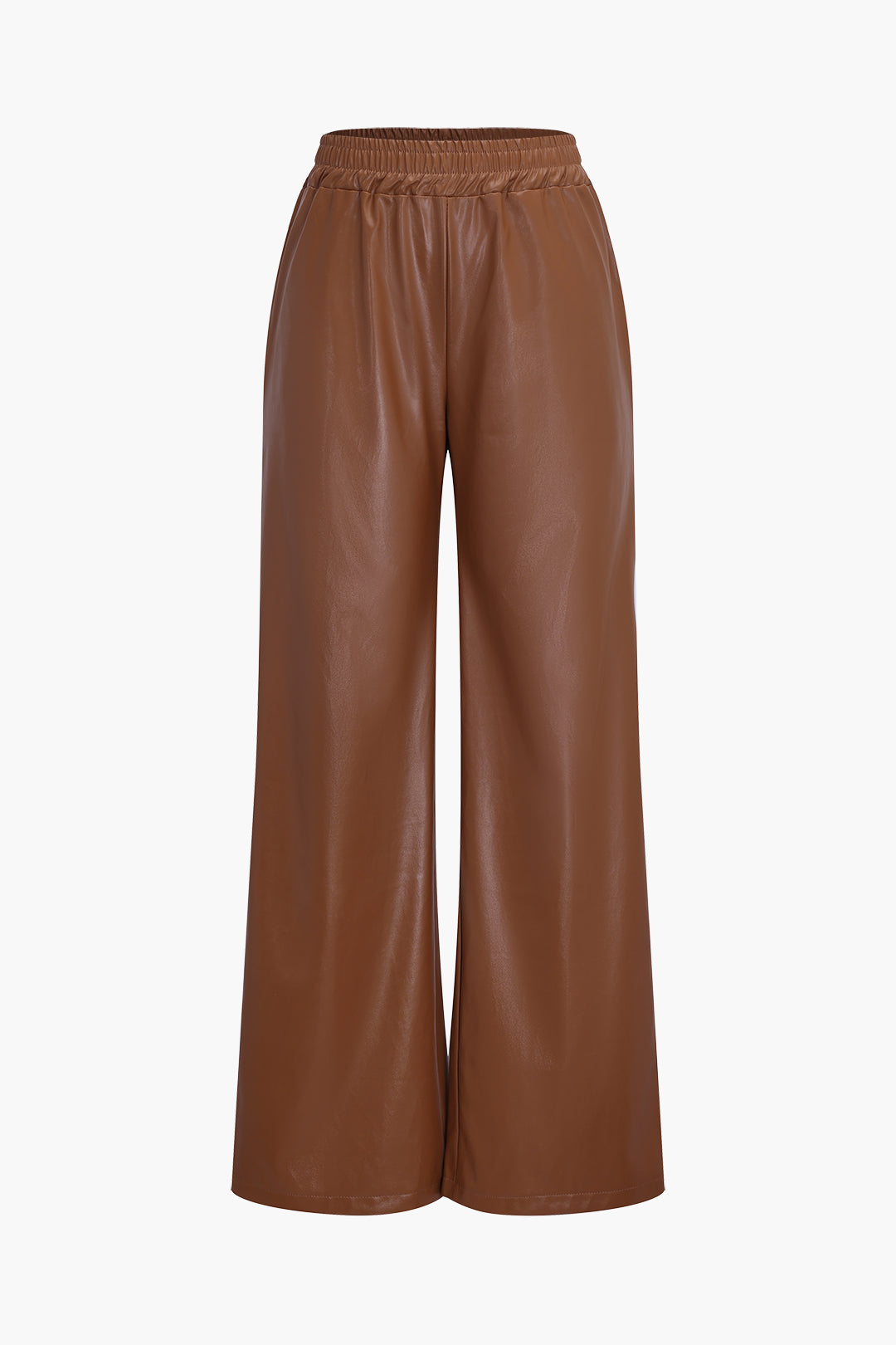 Faux Leather Pocket Wide Leg Trousers