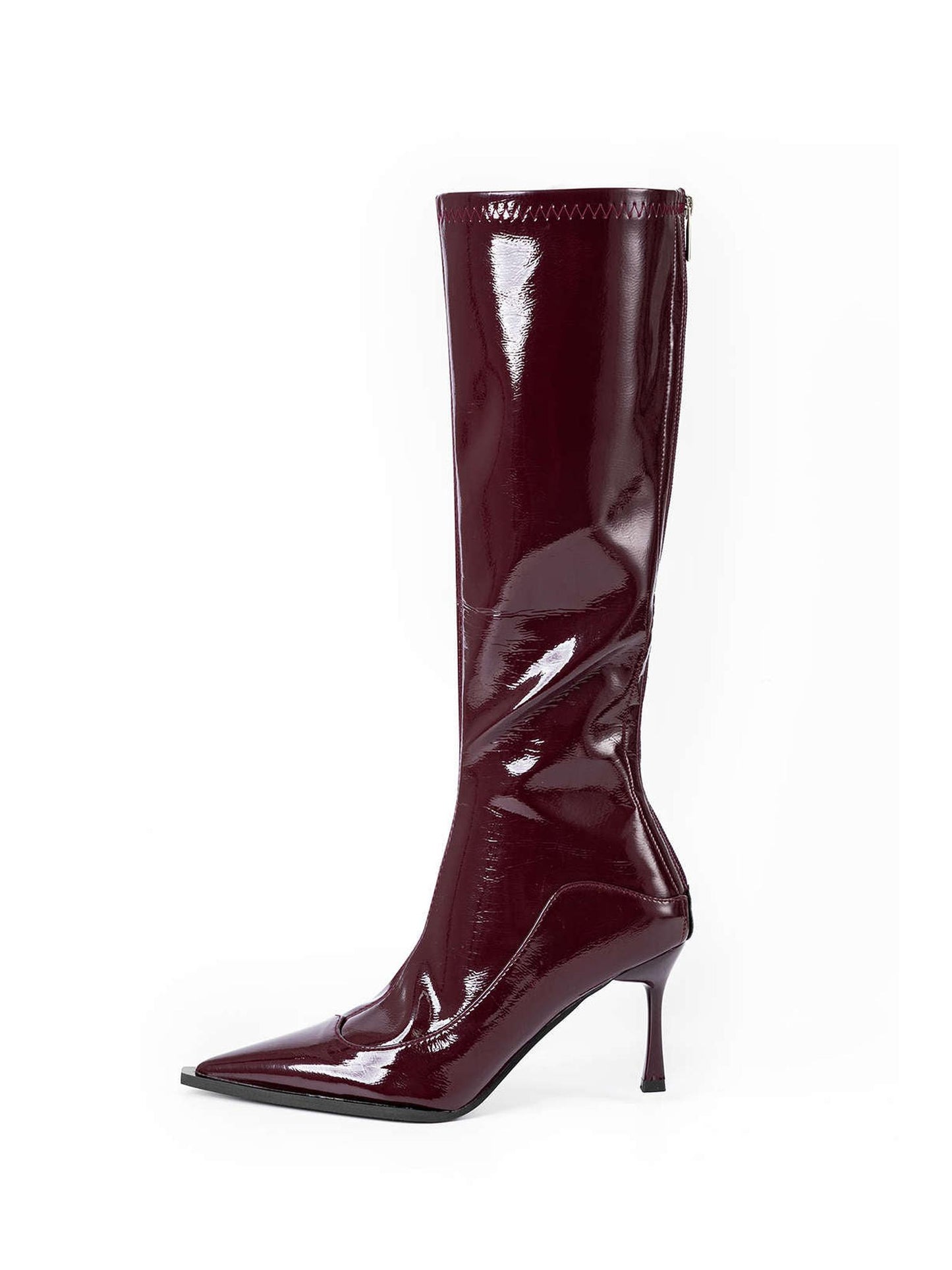 Faux Leather Pointed Knee High Boots for Chic Style