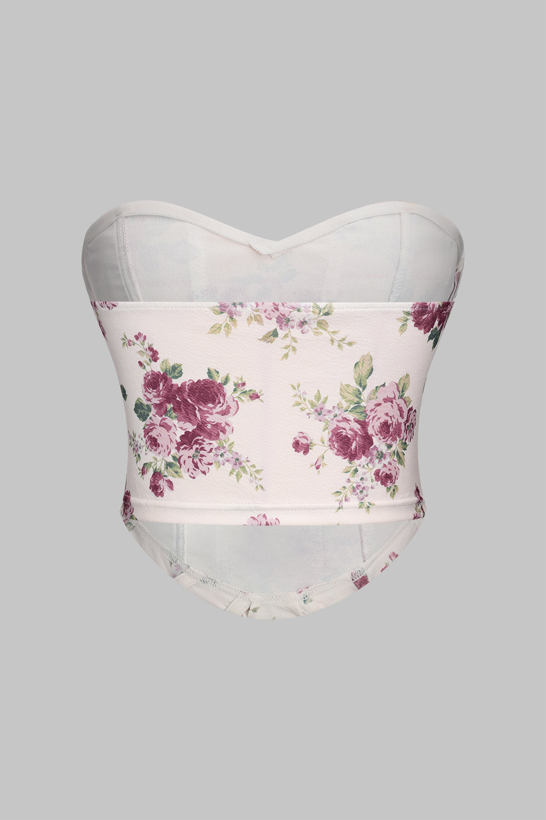 Floral Print Zipper Bustier Tube Top