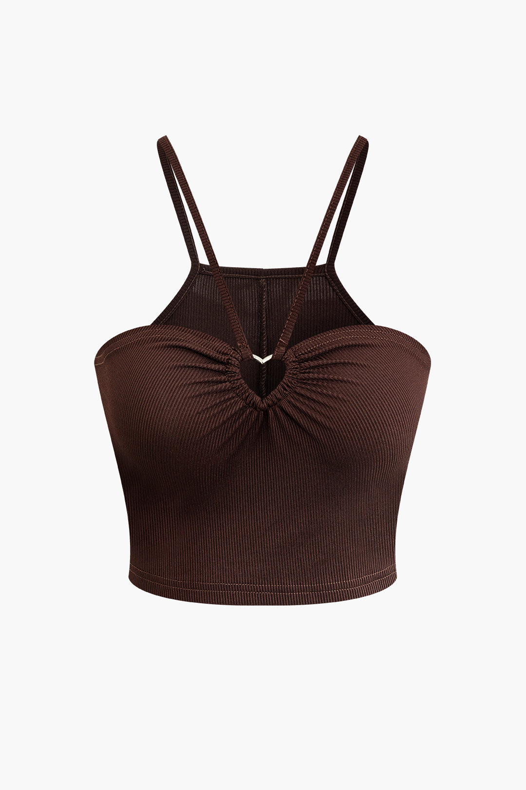 Metallic Ruched Cut Out Heart Cami Top