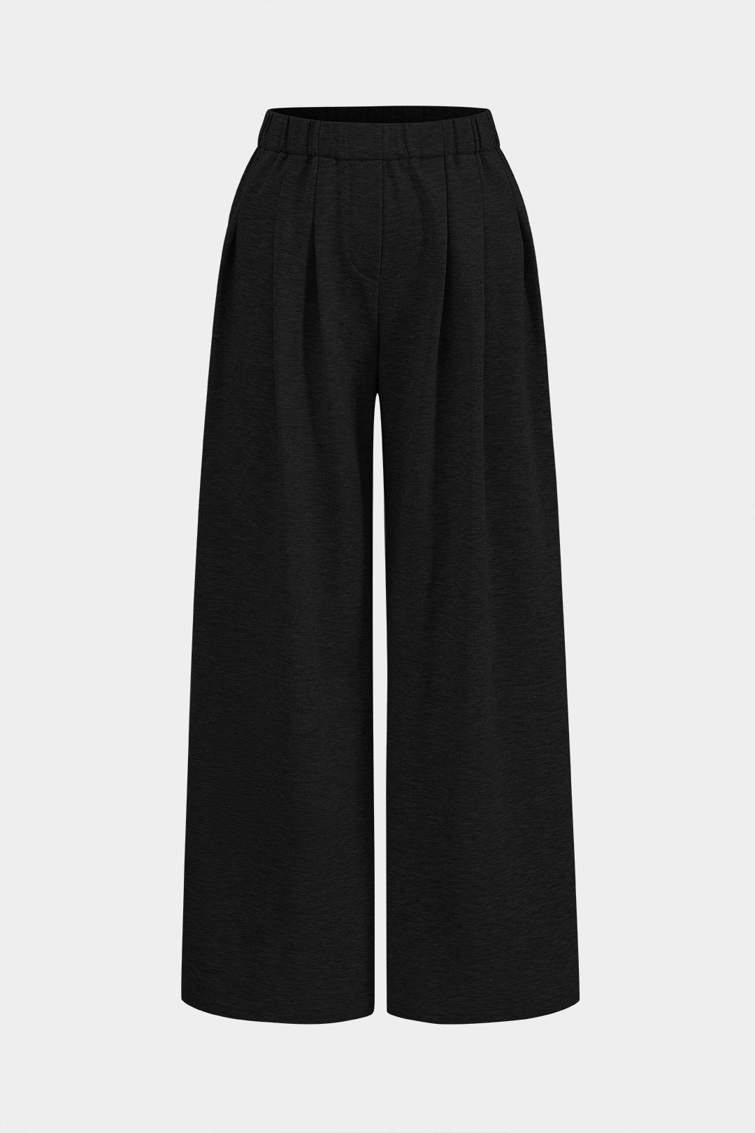 Ruched Wide Leg Trousers in Soft Jersey Fabric