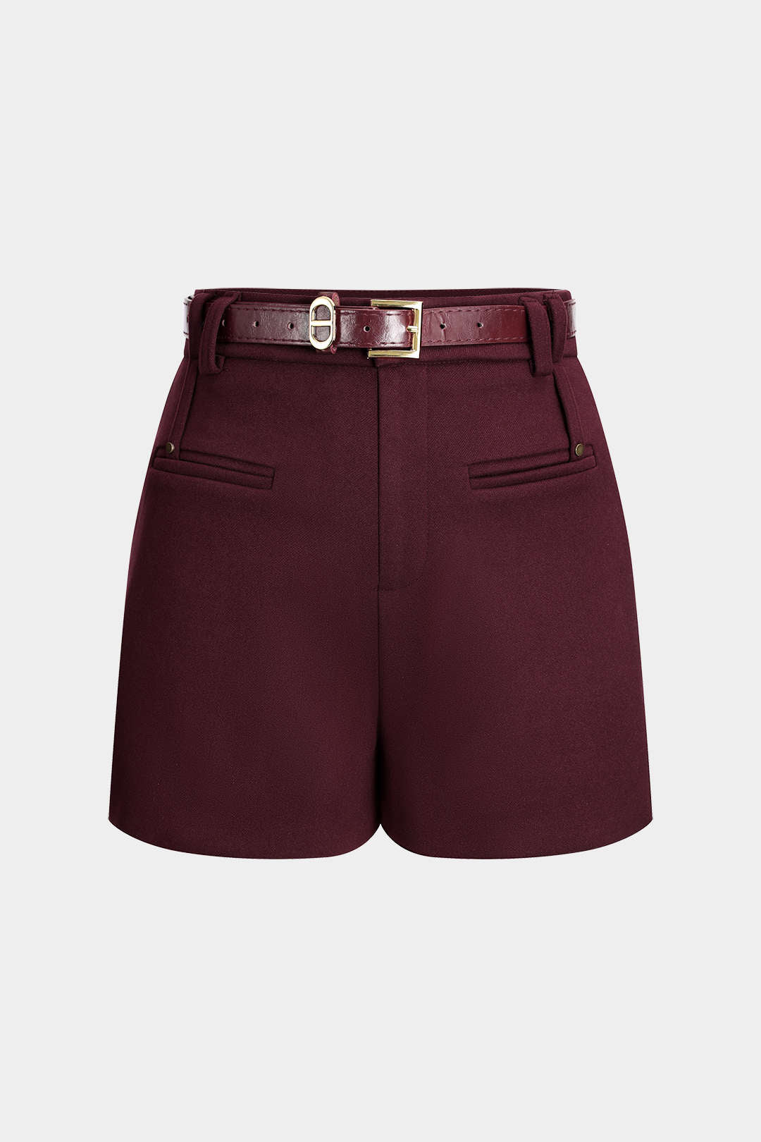 High Waist Belted Twill Shorts